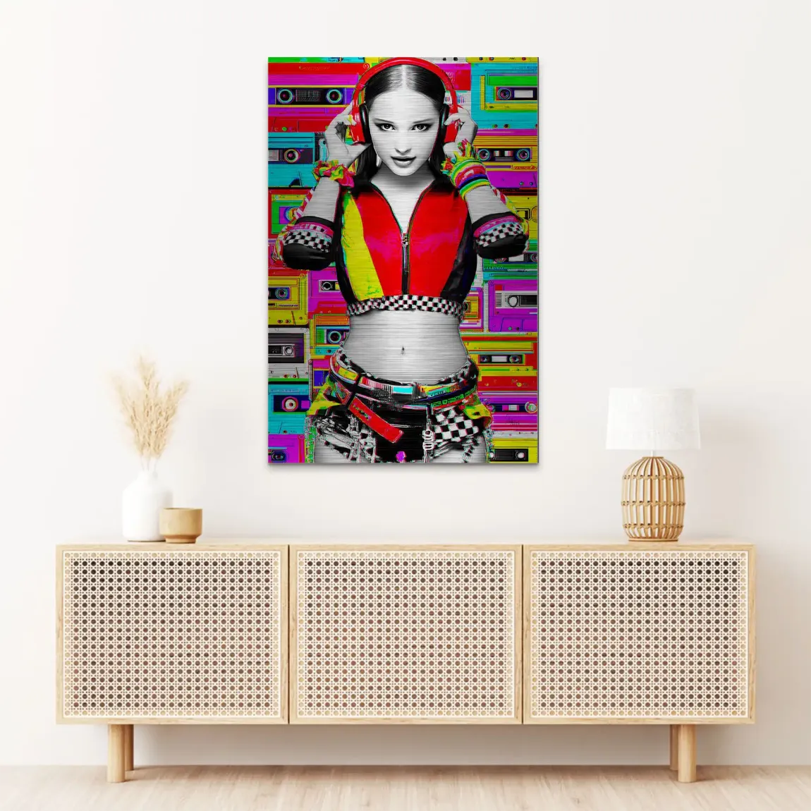 Retro DJ Girl Alu Dibond Bild gebürstet