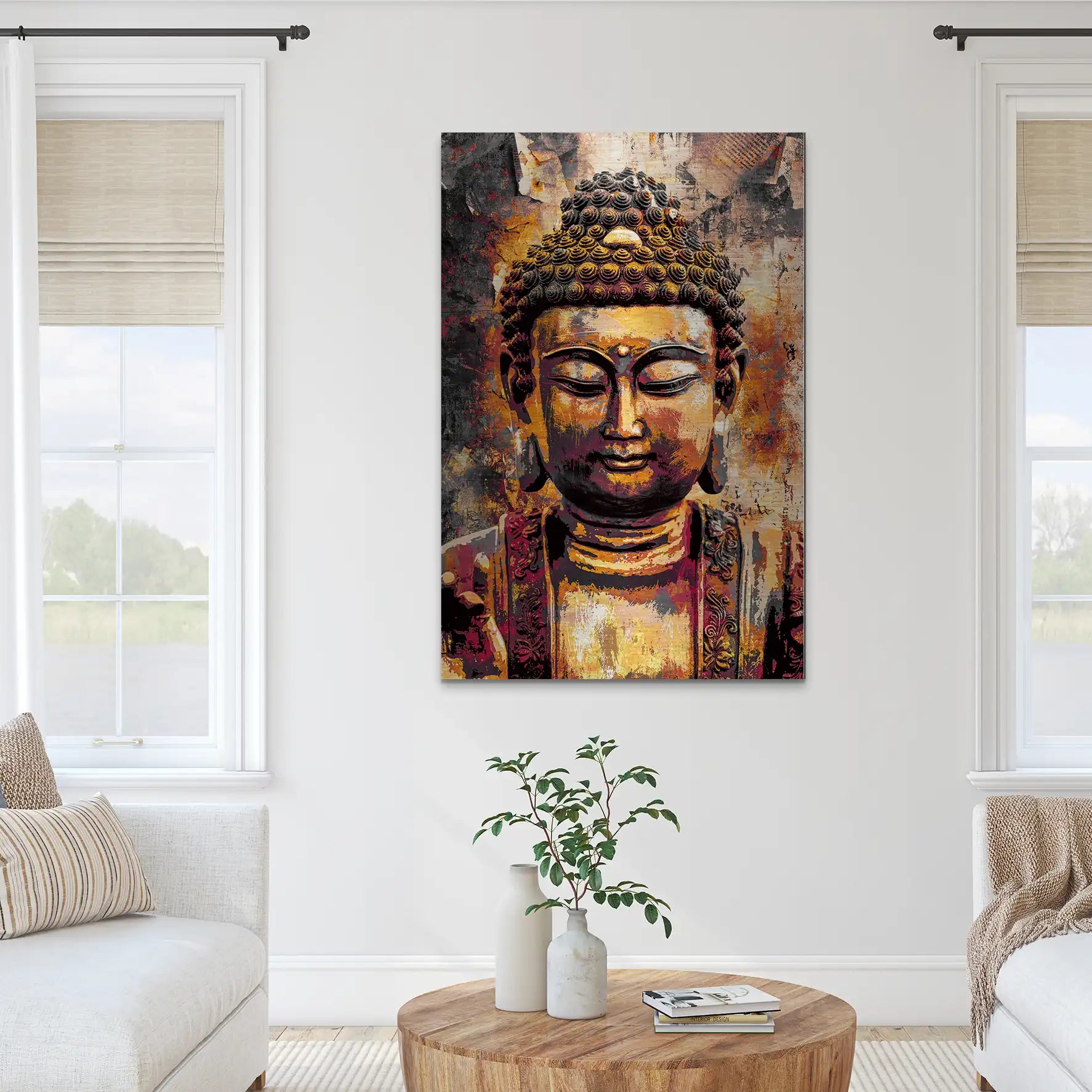 Buddha Vintage AluDibond Gebürstet INGALERIE