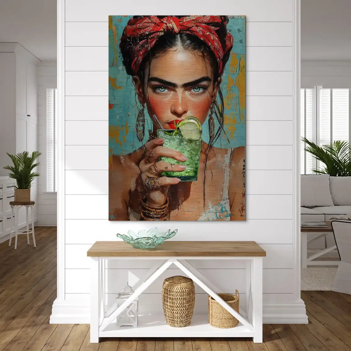 Frida Kahlo Mint Alu Dibond Bild gebürstet