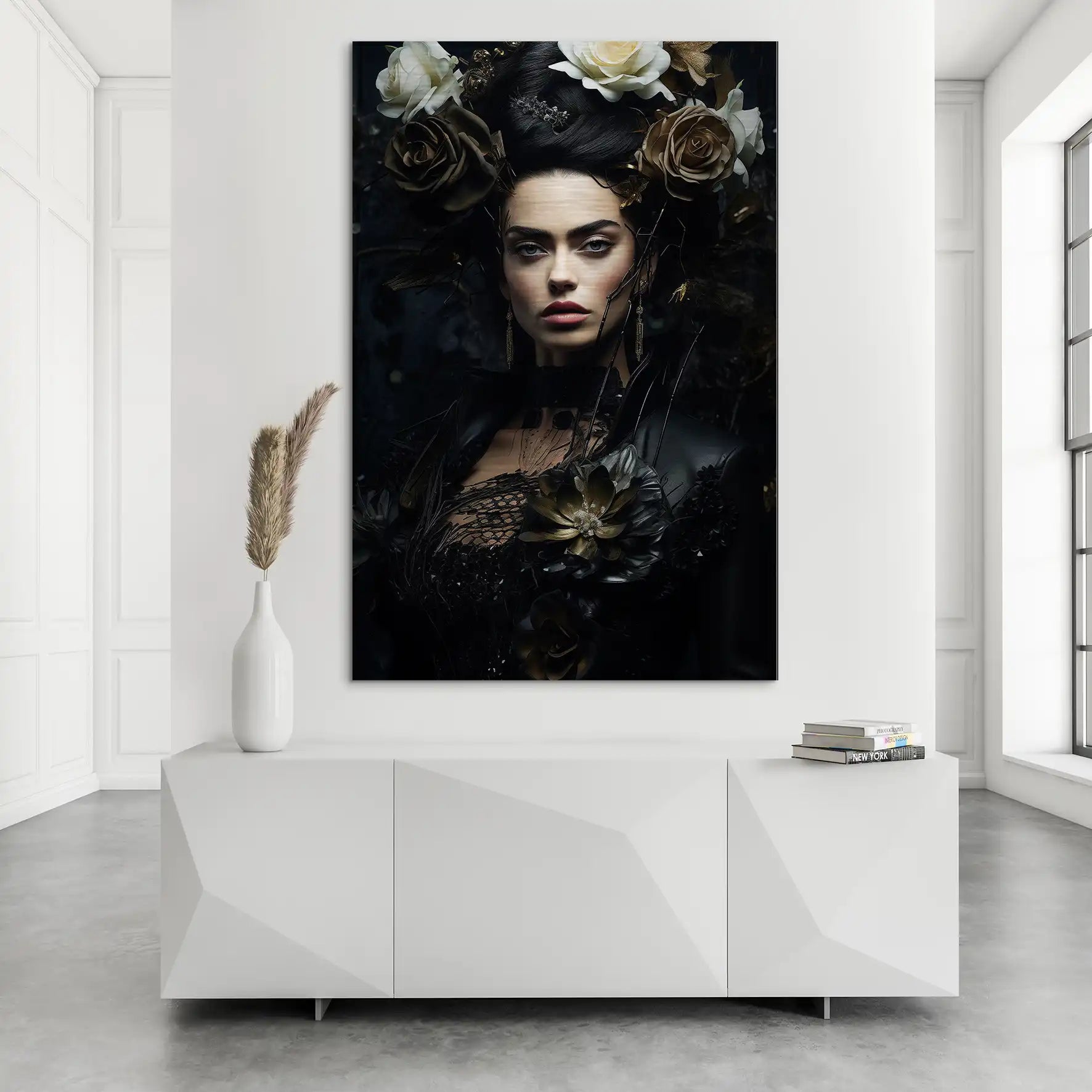 Frida Kahlo Dark Style AluDibond Gebürstet INGALERIE