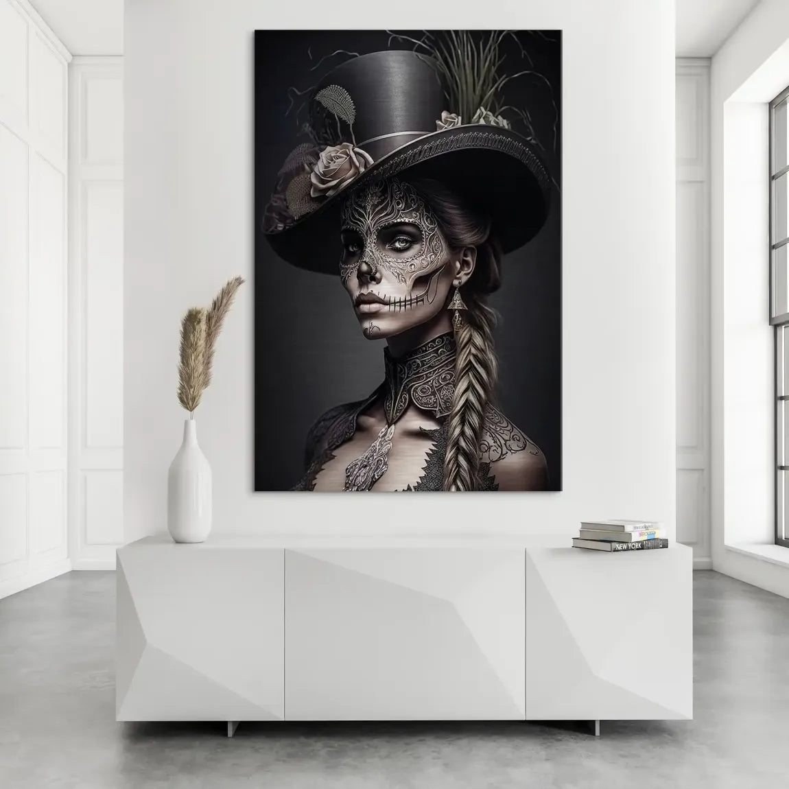 Velvet Noir La Catrina Alu Dibond Bild gebürstet INGALERIE