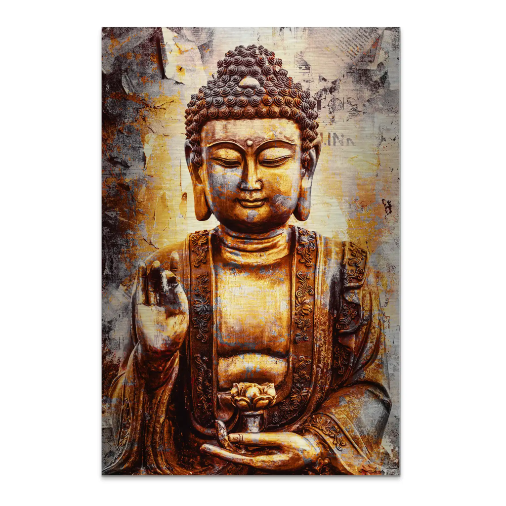 Buddha Retro Style AluDibond Gebürstet INGALERIE