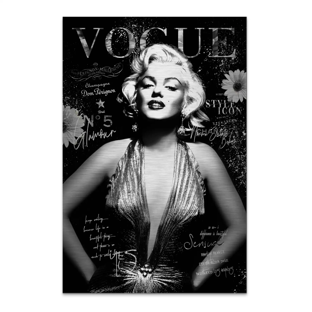 Marilyn Black Vogue AluDibond Gebürstet INGALERIE