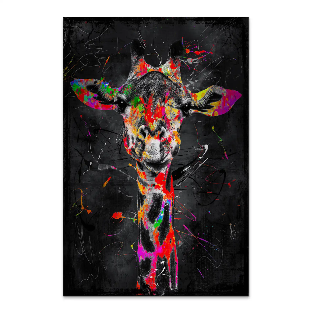 Giraffe Abstrakt Black Style AluDibond Gebürstet INGALERIE