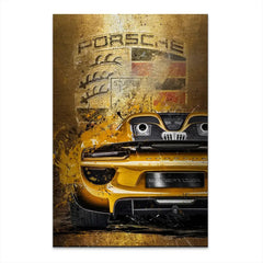 Porsche 918 Gold Style AluDibond Gebürstet