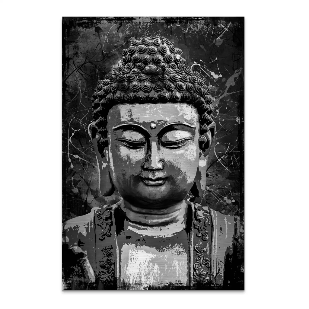 Buddha Black Abstrakt AluDibond Gebürstet INGALERIE