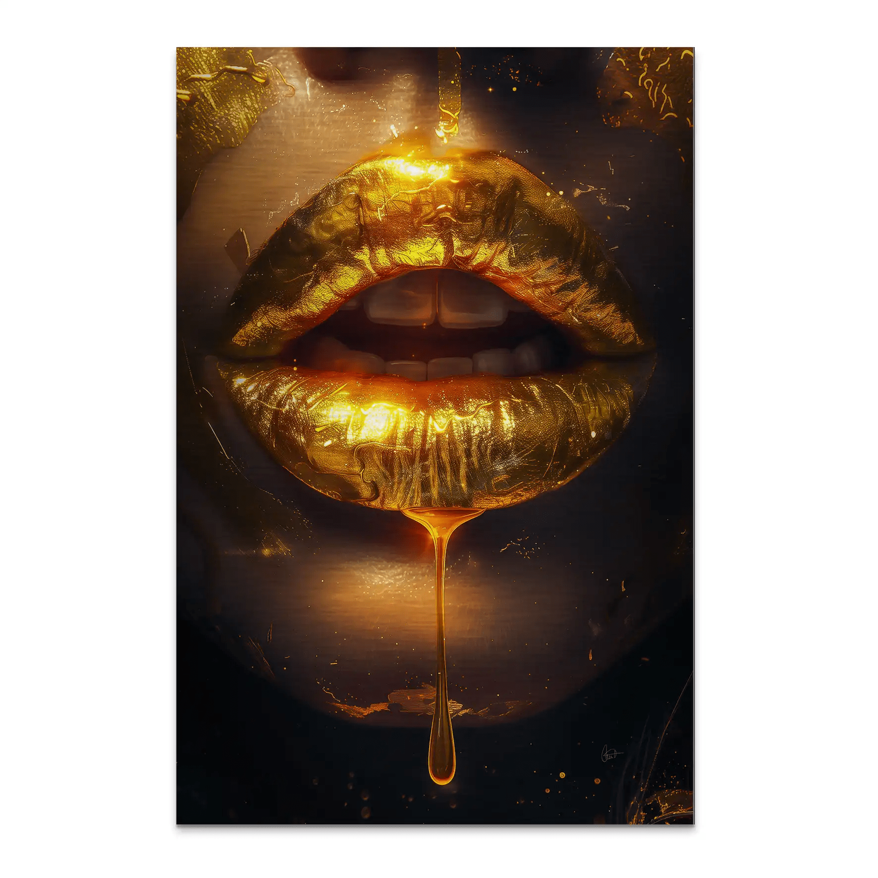 Sweet Gold Lips AluDibond Gebürstet INGALERIE