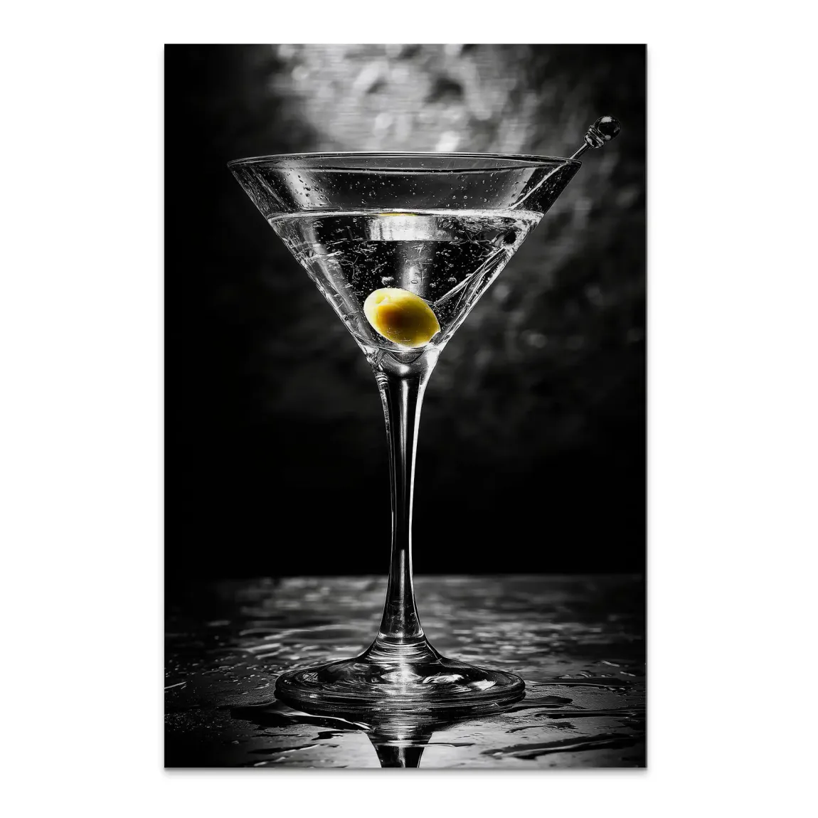 Martini Glas Noir Alu Dibond Bild gebürstet