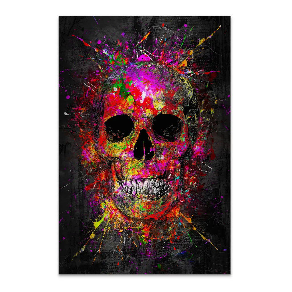 Totenkopf Abstrakt Color Art AluDibond Gebürstet INGALERIE