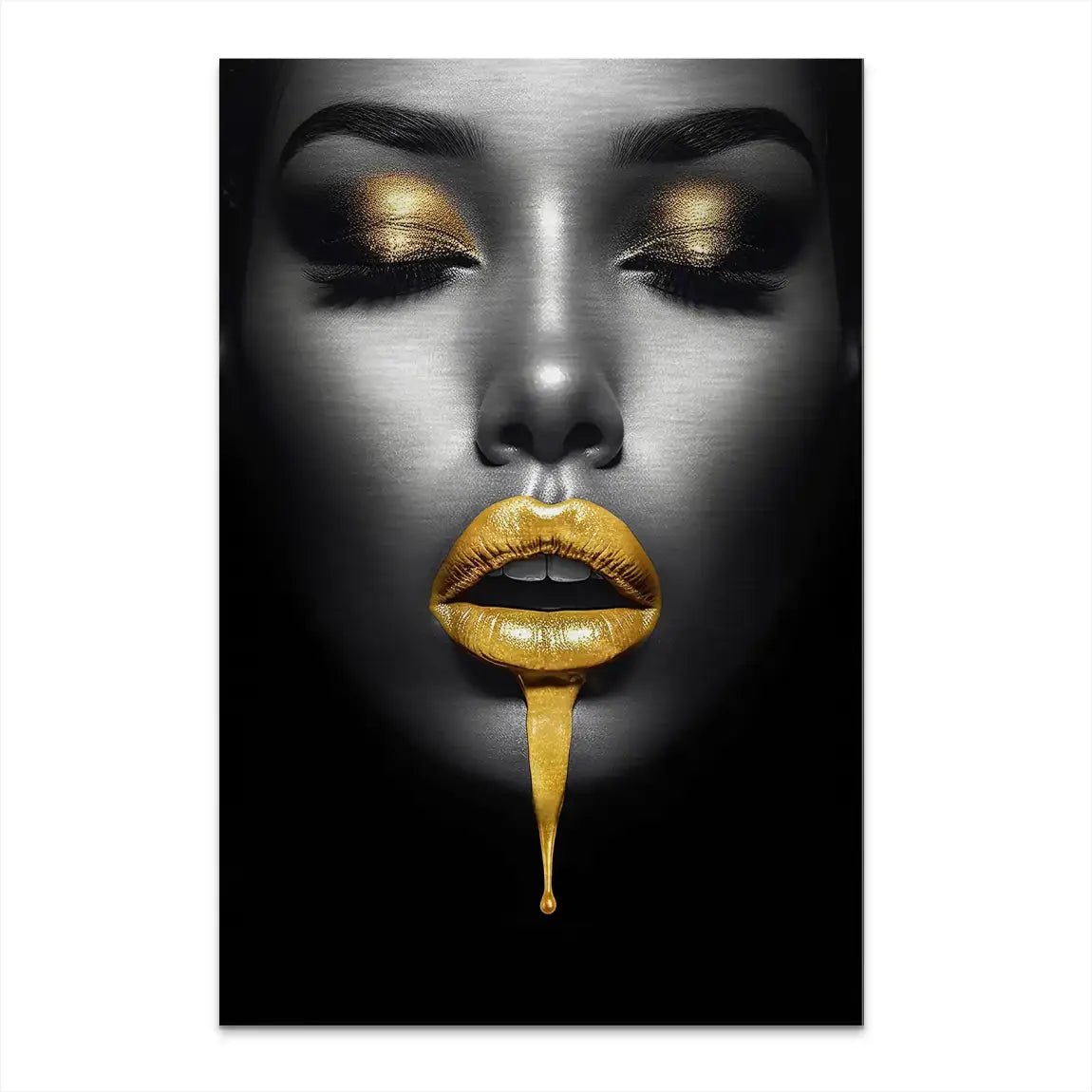 Gold Lips Beauty AluDibond Gebürstet INGALERIE