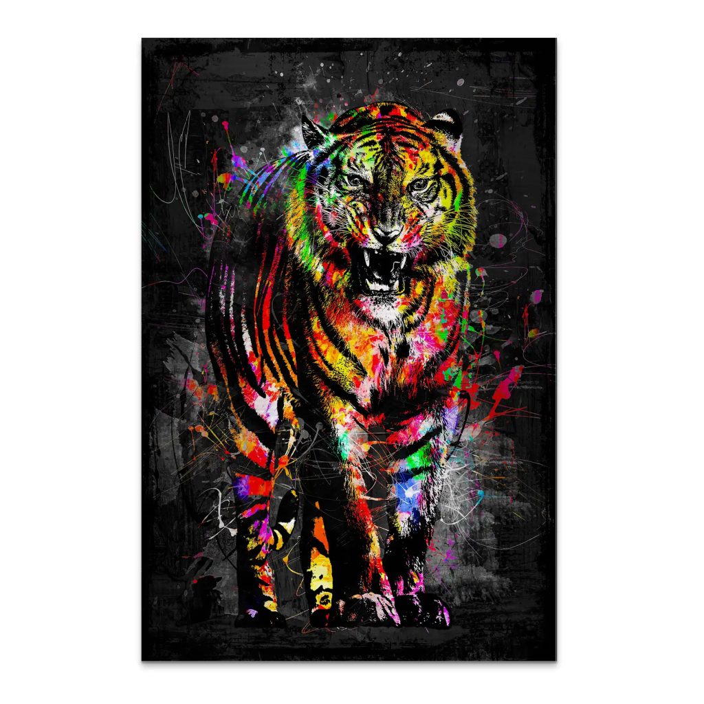 Tiger Abstrakt Color AluDibond Gebürstet INGALERIE