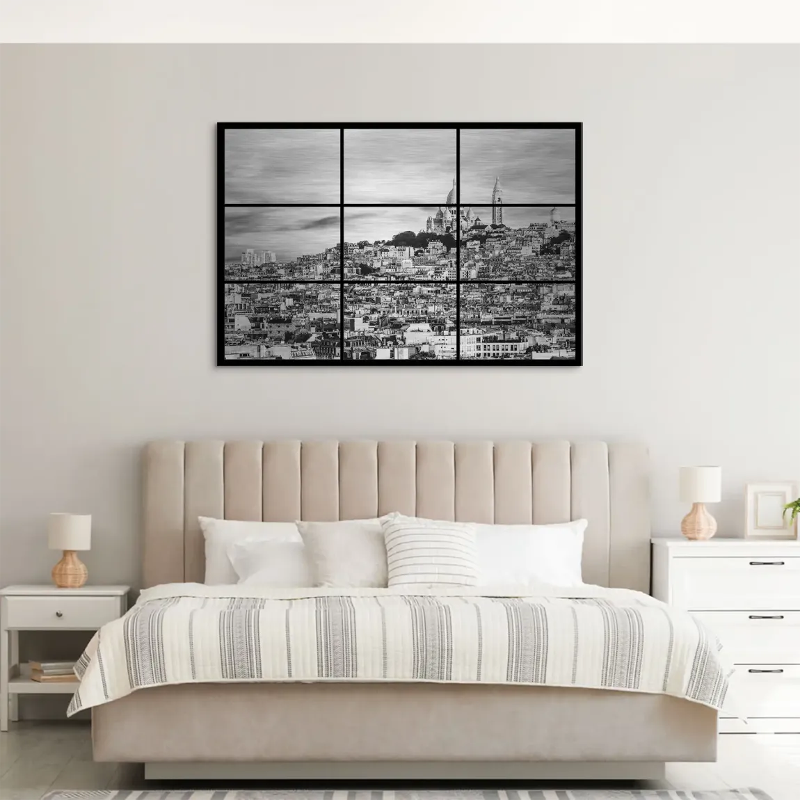 Paris Skyline Black and White AluDibond Gebürstet