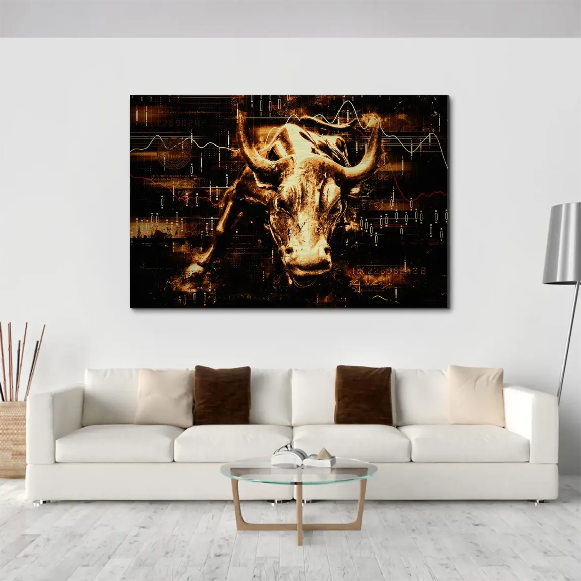 Börsenbulle Retro Art Aluminiumbild gebürstet