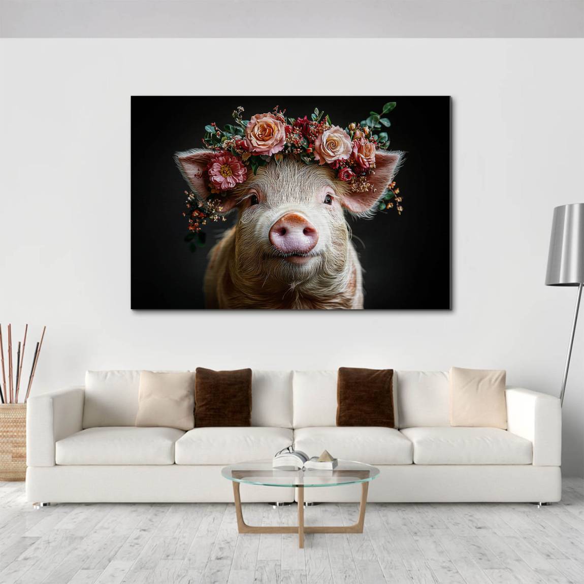 Blüten Schwein Alu Dibond Gebürstet Bild