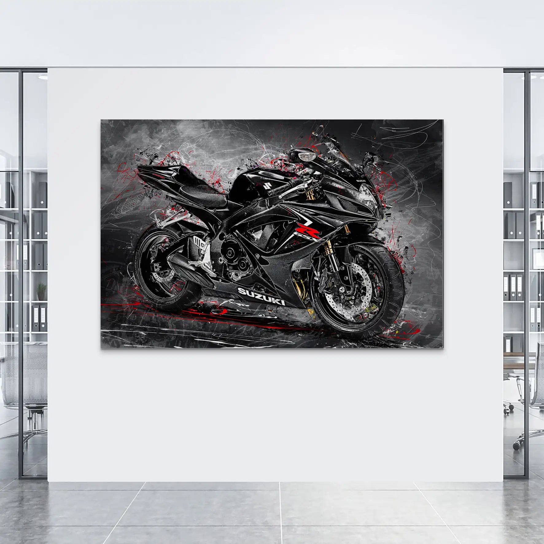 Suzuki GSXR 600 Abstrakt Black AluDibond Gebürstet INGALERIE