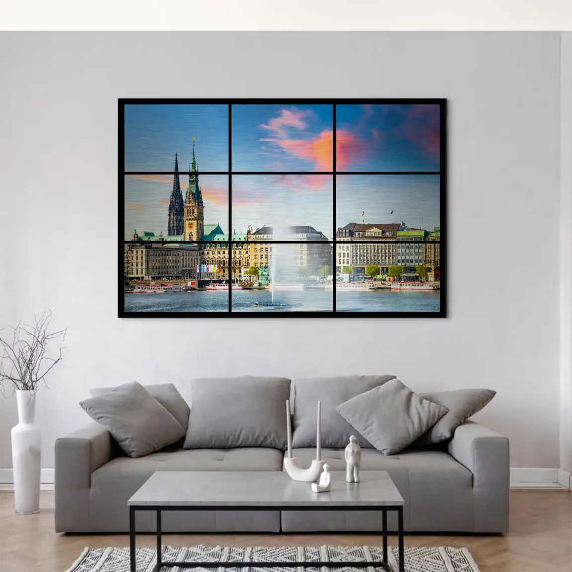 Sunset View Hamburg AluDibond Gebürstet