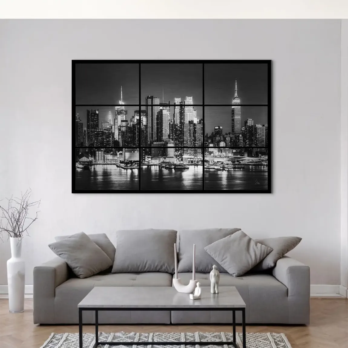 New York Black Skyline AluDibond Gebürstet