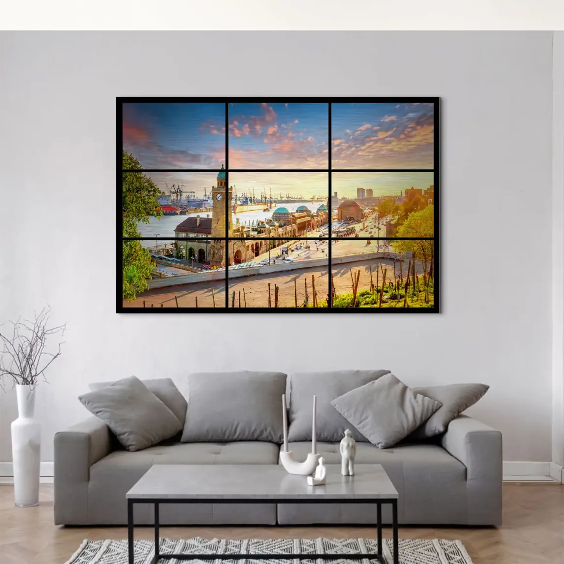 Hamburg Sunset View AluDibond Gebürstet