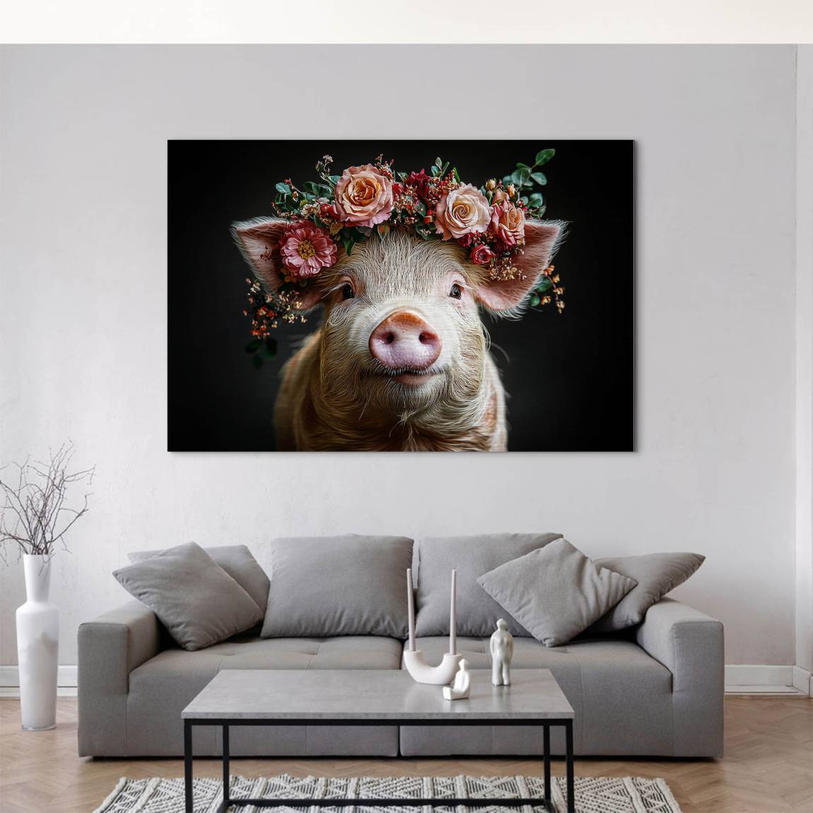 Blüten Schwein Alu Dibond Gebürstet Bild