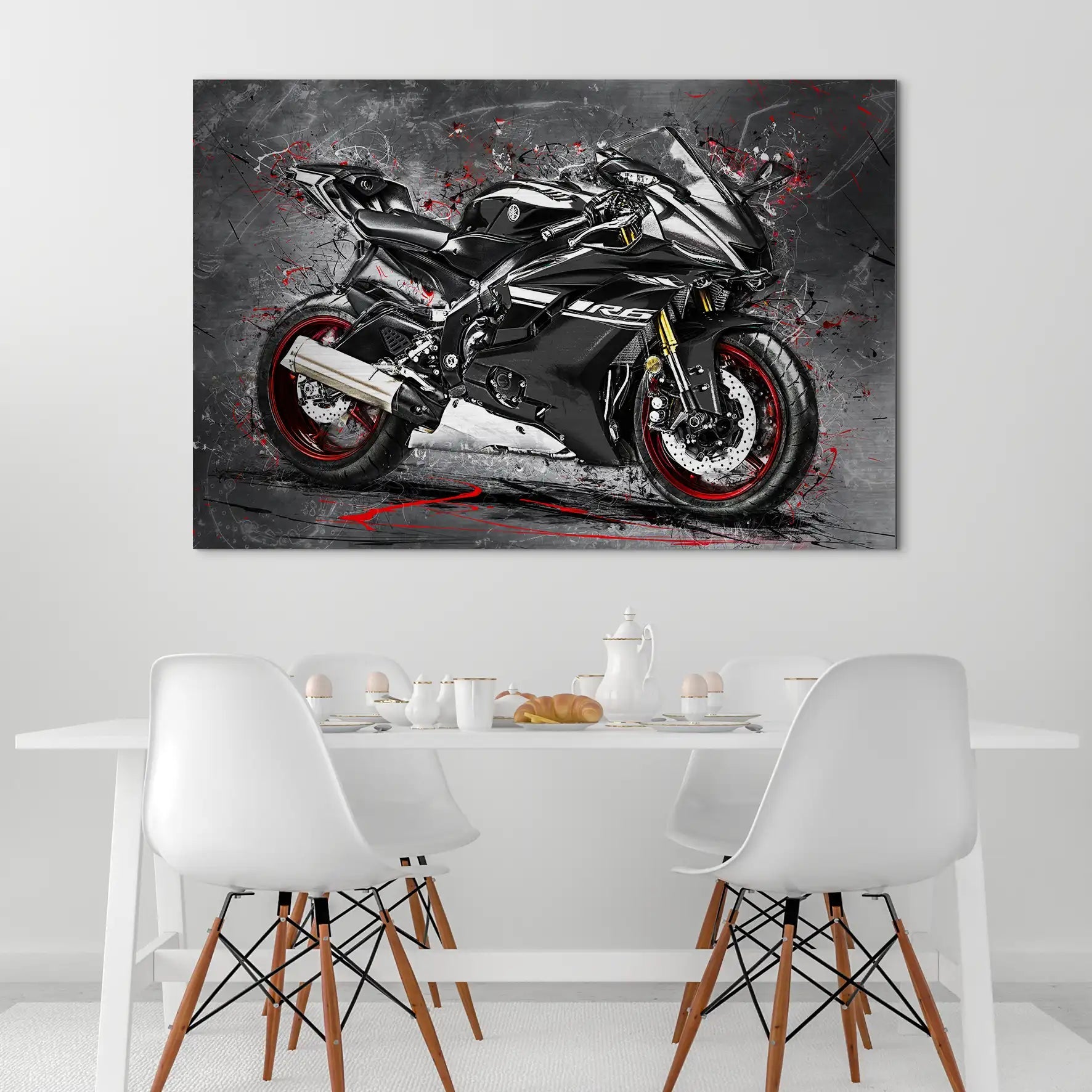 Yamaha R6 Abstrakt Black AluDibond Gebürstet INGALERIE