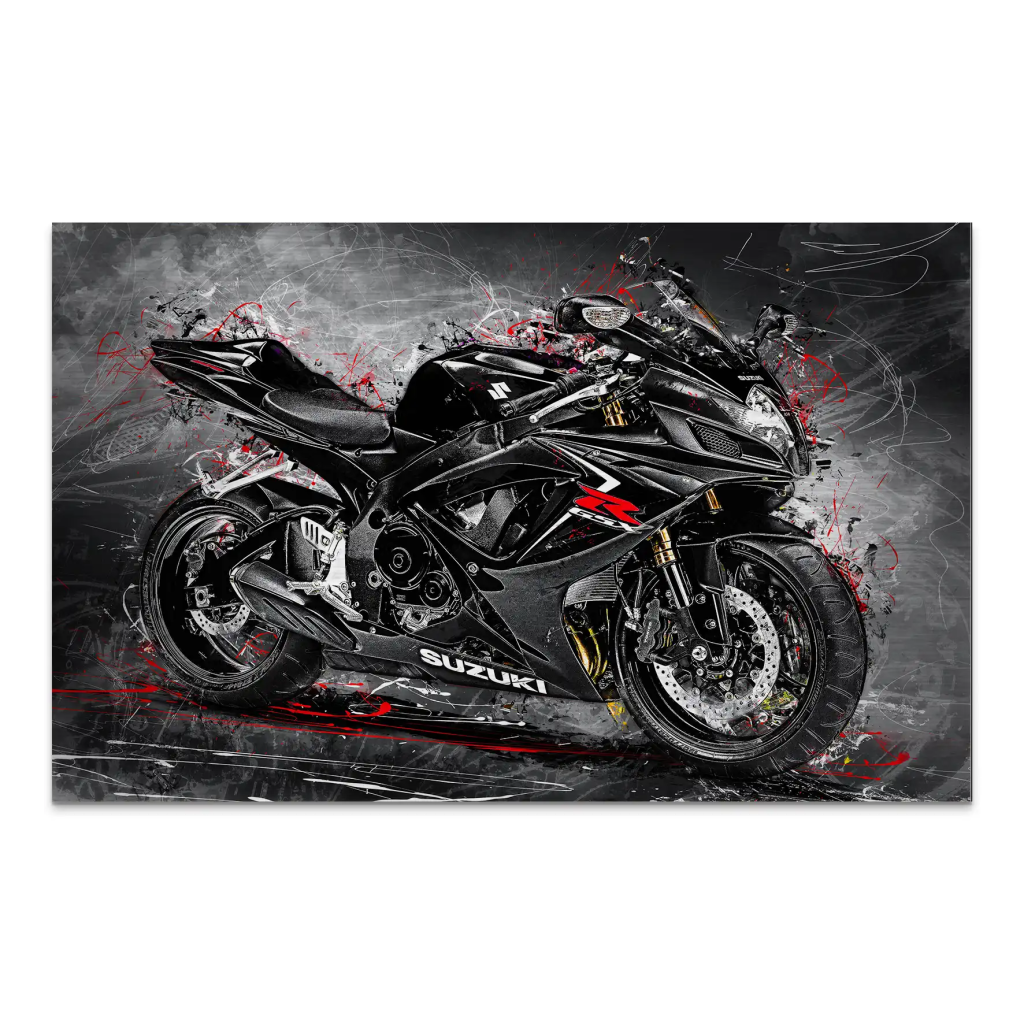 Suzuki GSXR 600 Abstrakt Black AluDibond Gebürstet INGALERIE