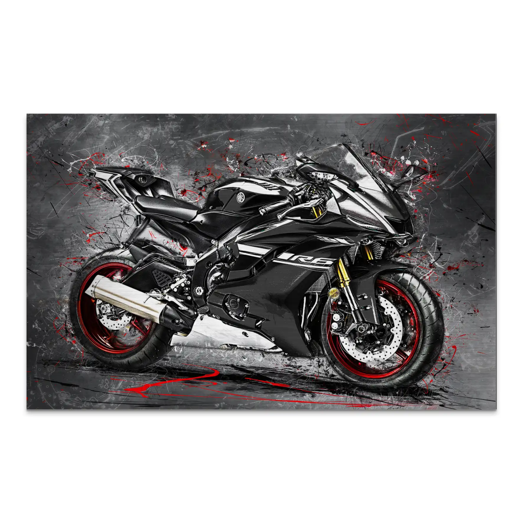 Yamaha R6 Abstrakt Black AluDibond Gebürstet INGALERIE