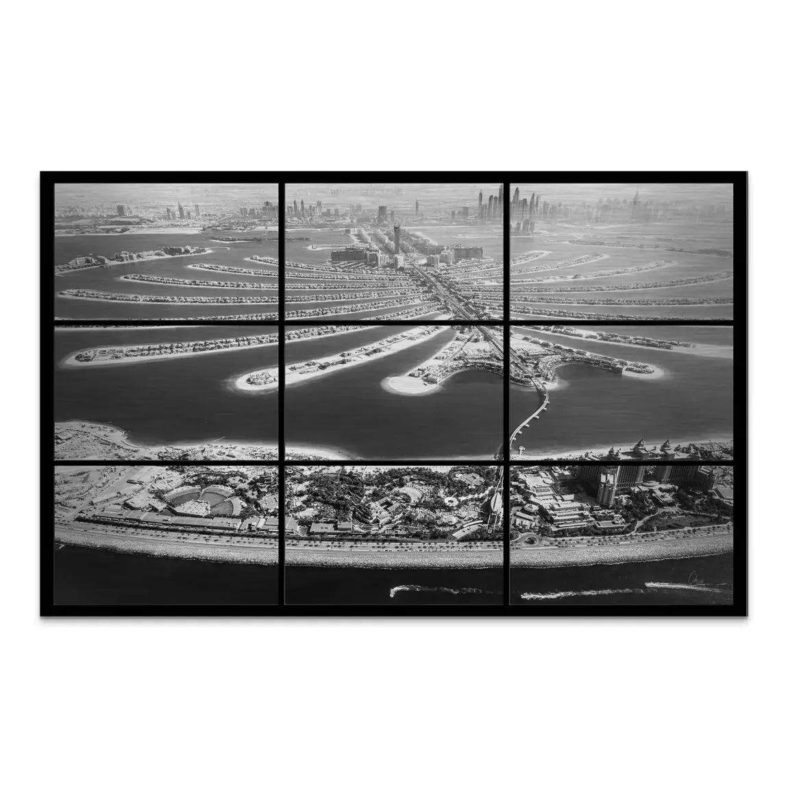 Palm View Dubai Noir AluDibond Gebürstet