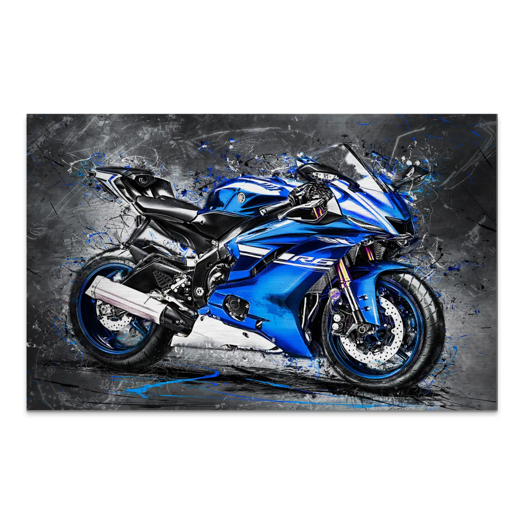 Yamaha R6 Abstrakt Blau AluDibond Gebürstet INGALERIE