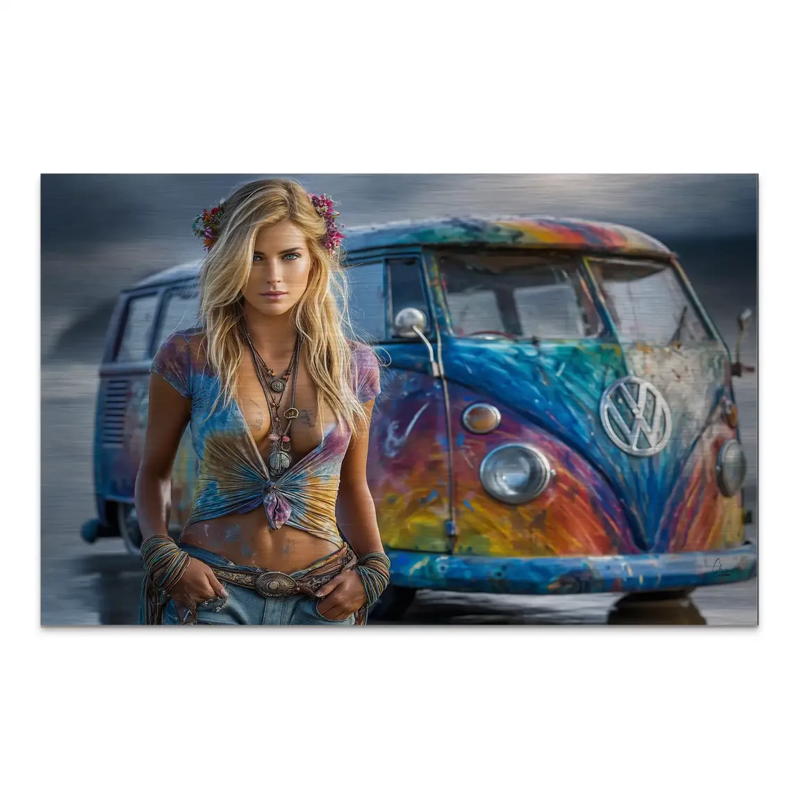 VW Bulli Beauty AluDibond Gebürstet