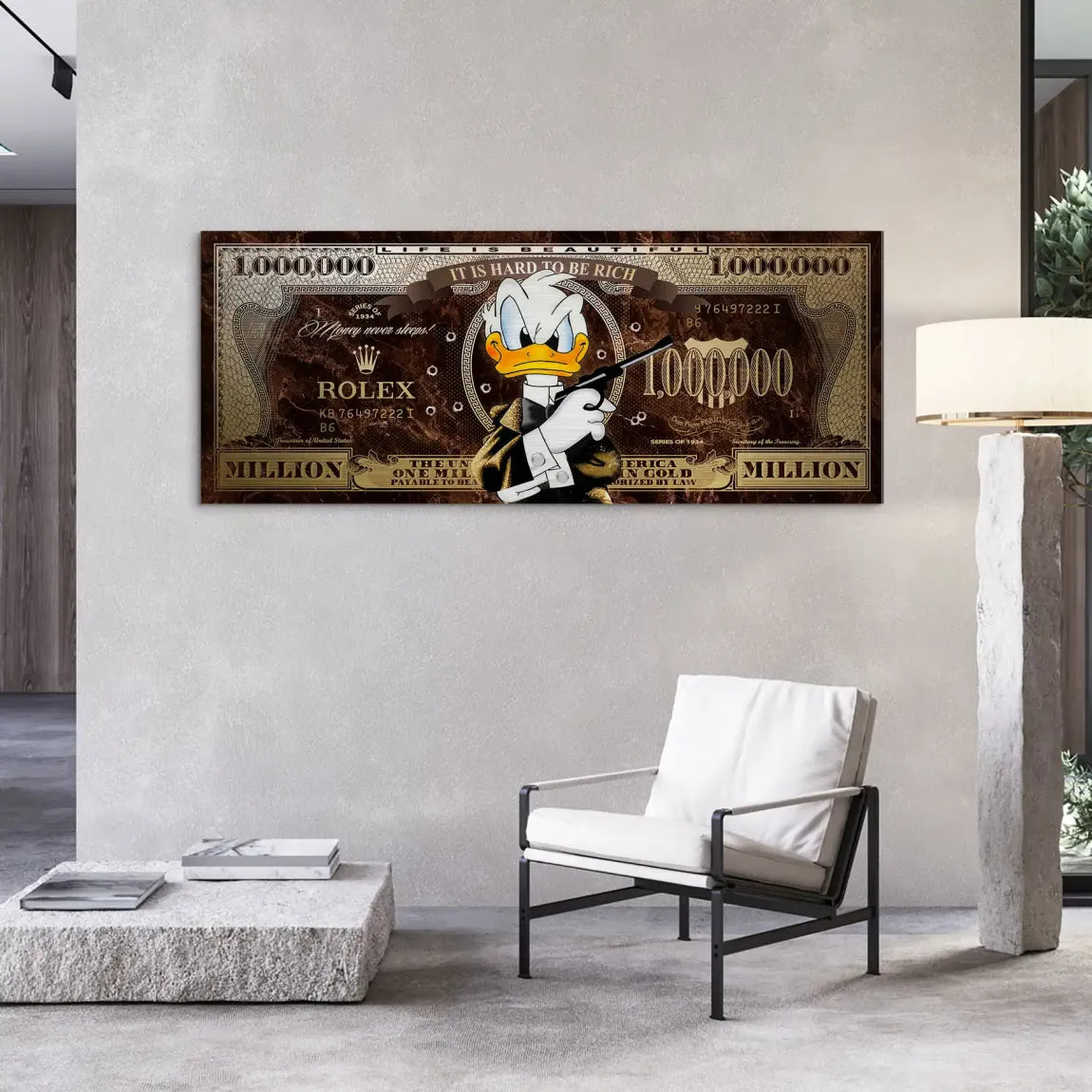 Donald Duck Rich State of Mind Pop Art Alu Gebürstet INGALERIE