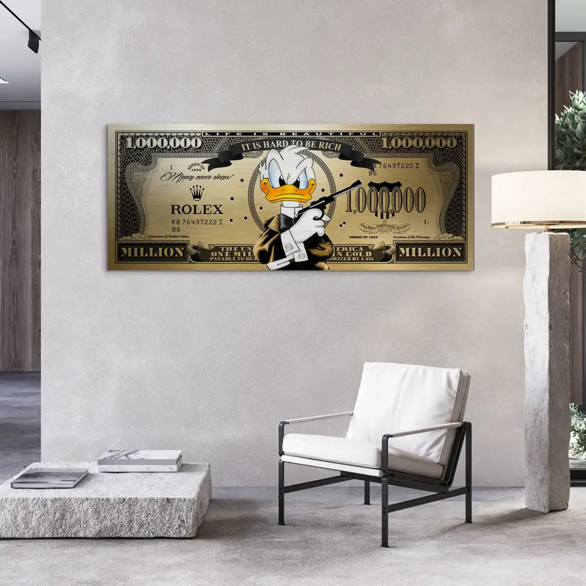 Donald Duck Goldfinger Instinct Pop Art Dollar Alu Gebürstet INGALERIE