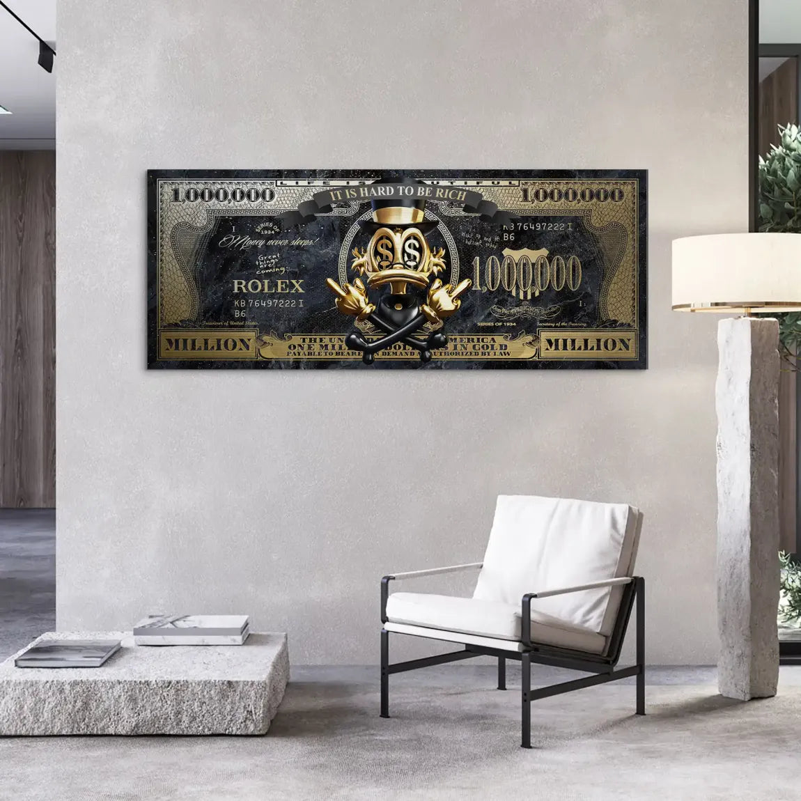Dagobert Duck Totenkopf Dollar Alu Gebürstet INGALERIE