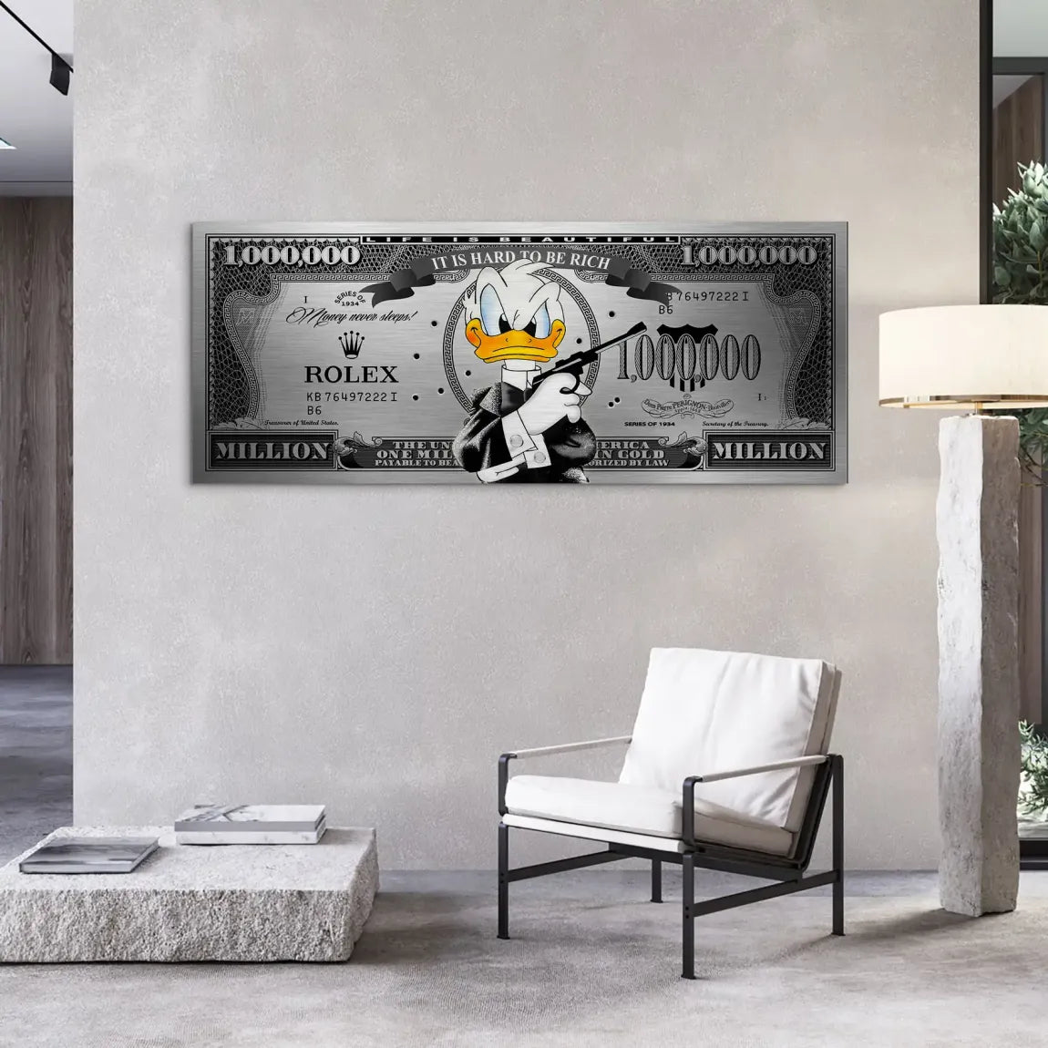 Donald Duck License to Bill Pop Art Dollar Alu Gebürstet INGALERIE