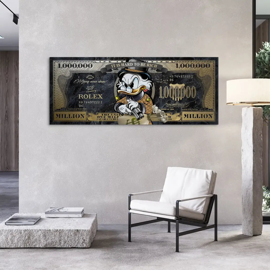 Dogobert Duck Cashed Out Pop Art Dollar Alu Gebürstet INGALERIE
