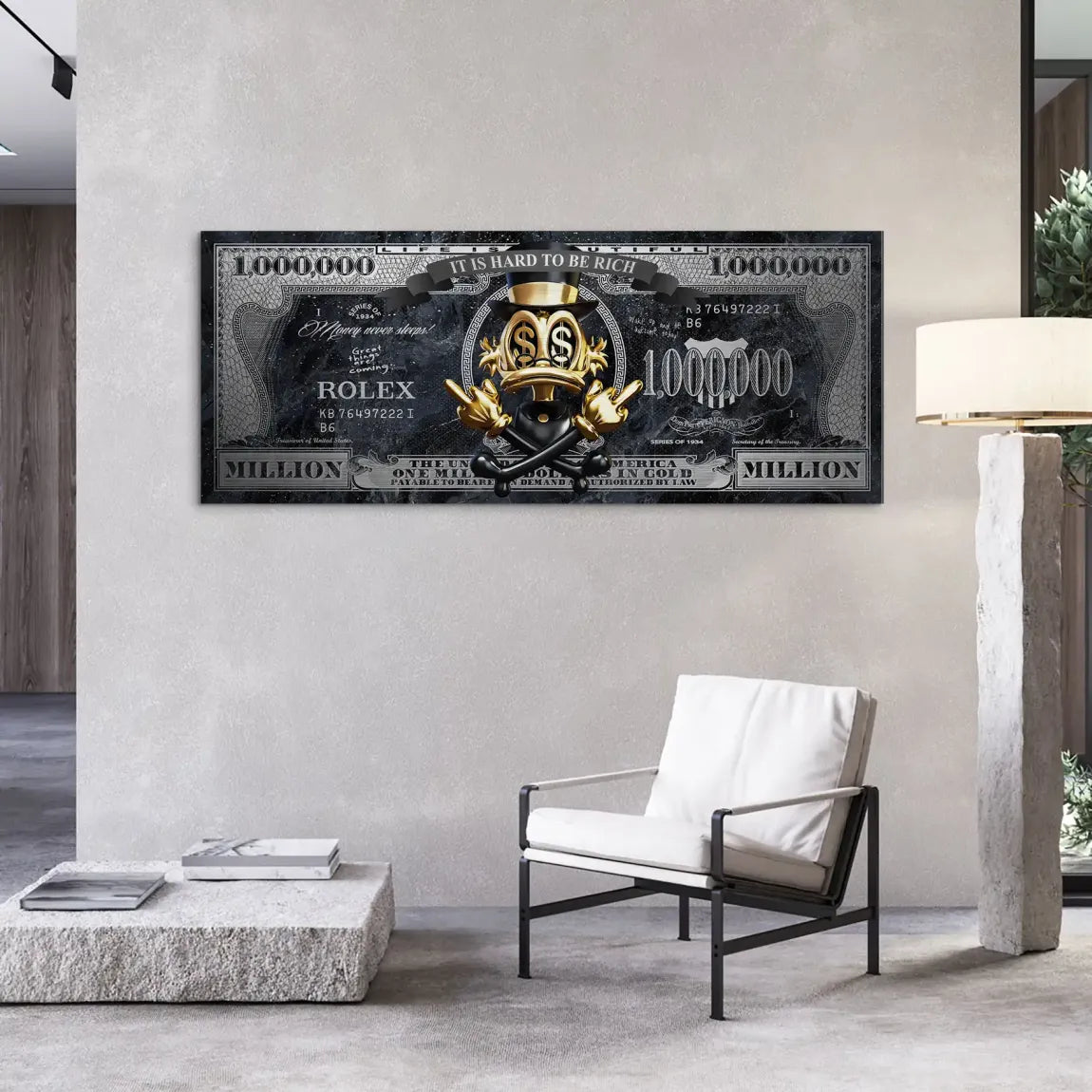 Dagobert Duck Totenkopf Black Dollar Alu Gebürstet INGALERIE