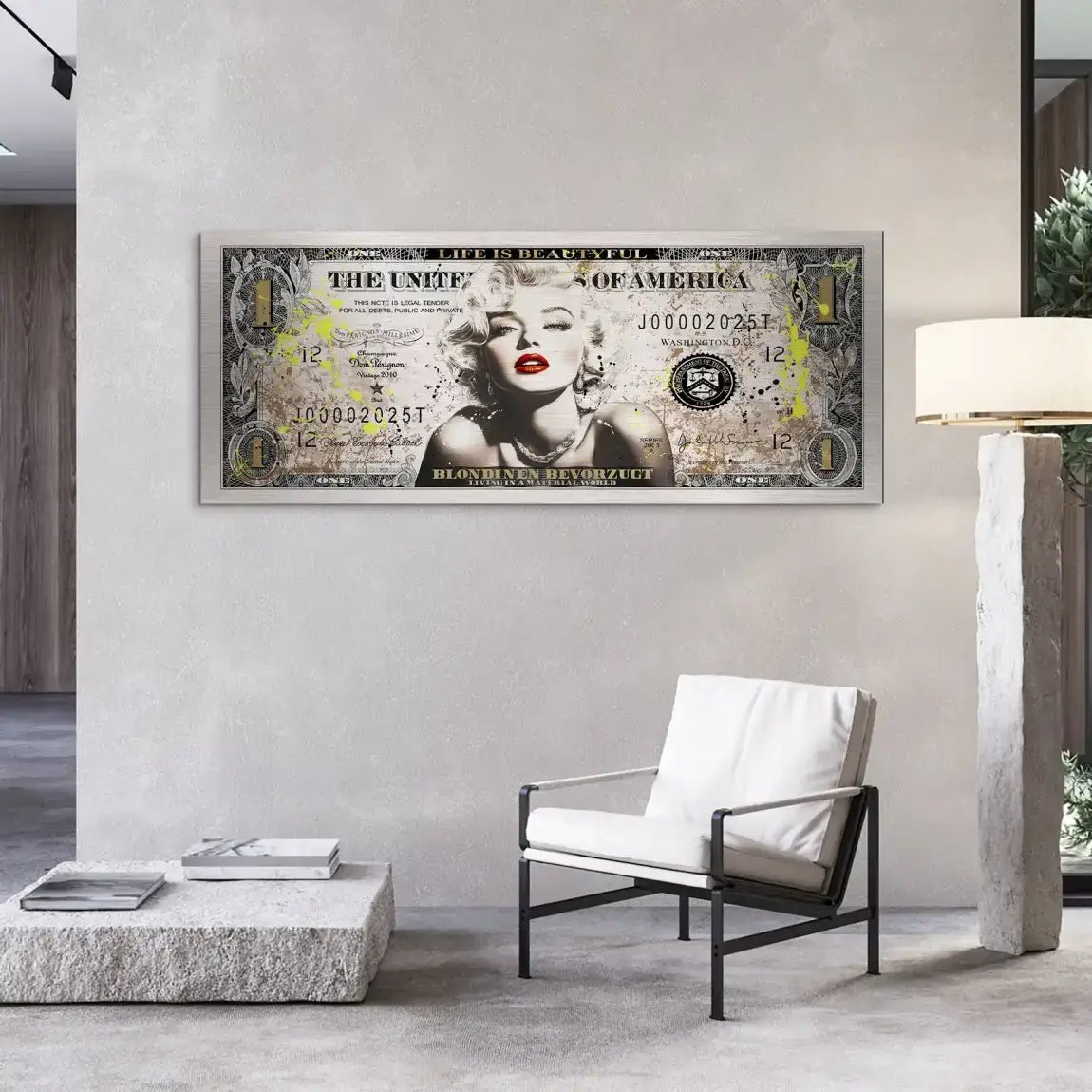 Marilyn Monroe Dollar Alu Dibond Gebürstet INGALERIE