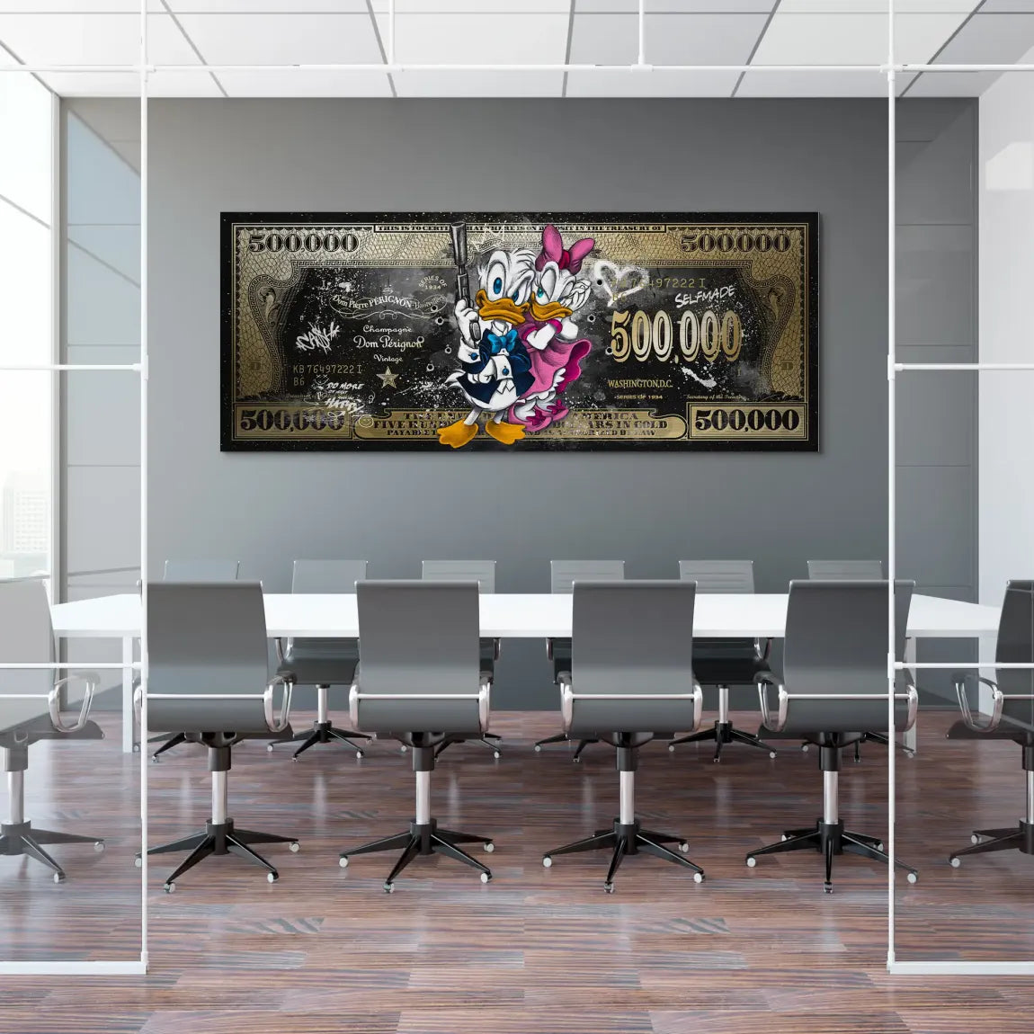 Donald & Daisy Duck Pop Art Dollar Alu Gebürstet Bild INGALERIE