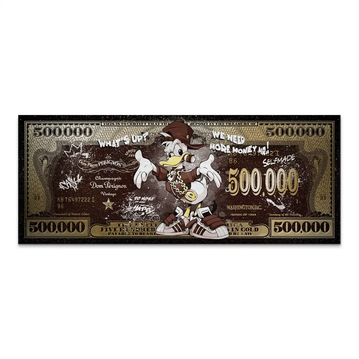 Donald Duck Whats Up Retro Dollar Alu Gebürstet Bild INGALERIE