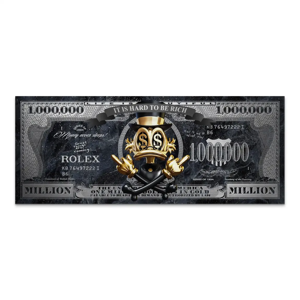 Dagobert Duck Totenkopf Black Dollar Alu Gebürstet INGALERIE