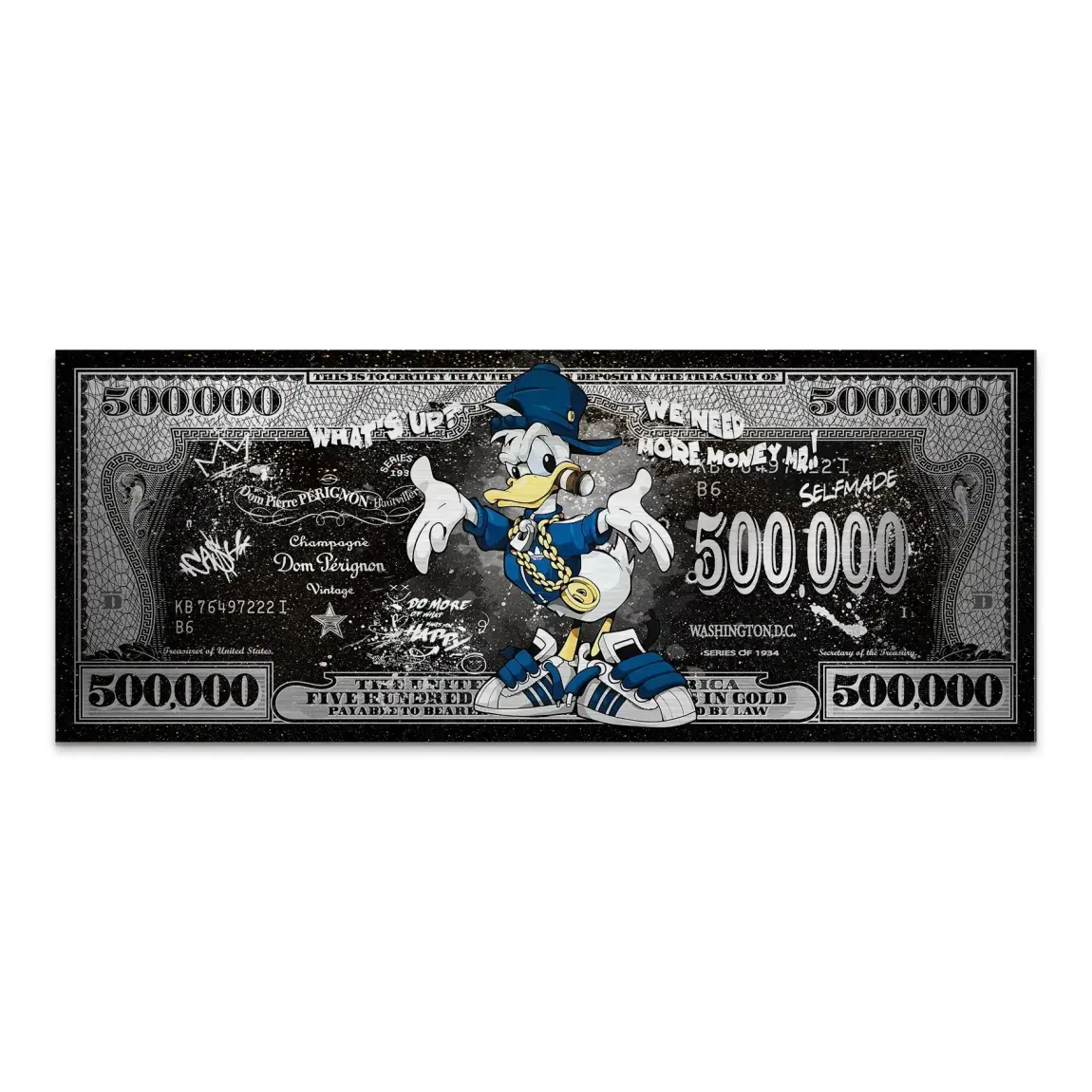 Donald Duck Whats up Dollar AluDibond Gebürstet Bild INGALERIE