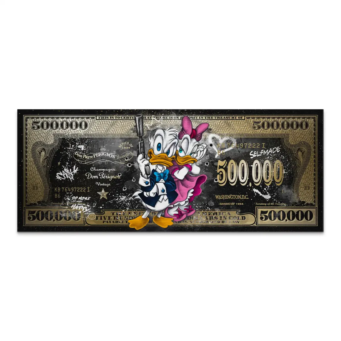 Donald & Daisy Duck Pop Art Dollar Alu Gebürstet Bild INGALERIE