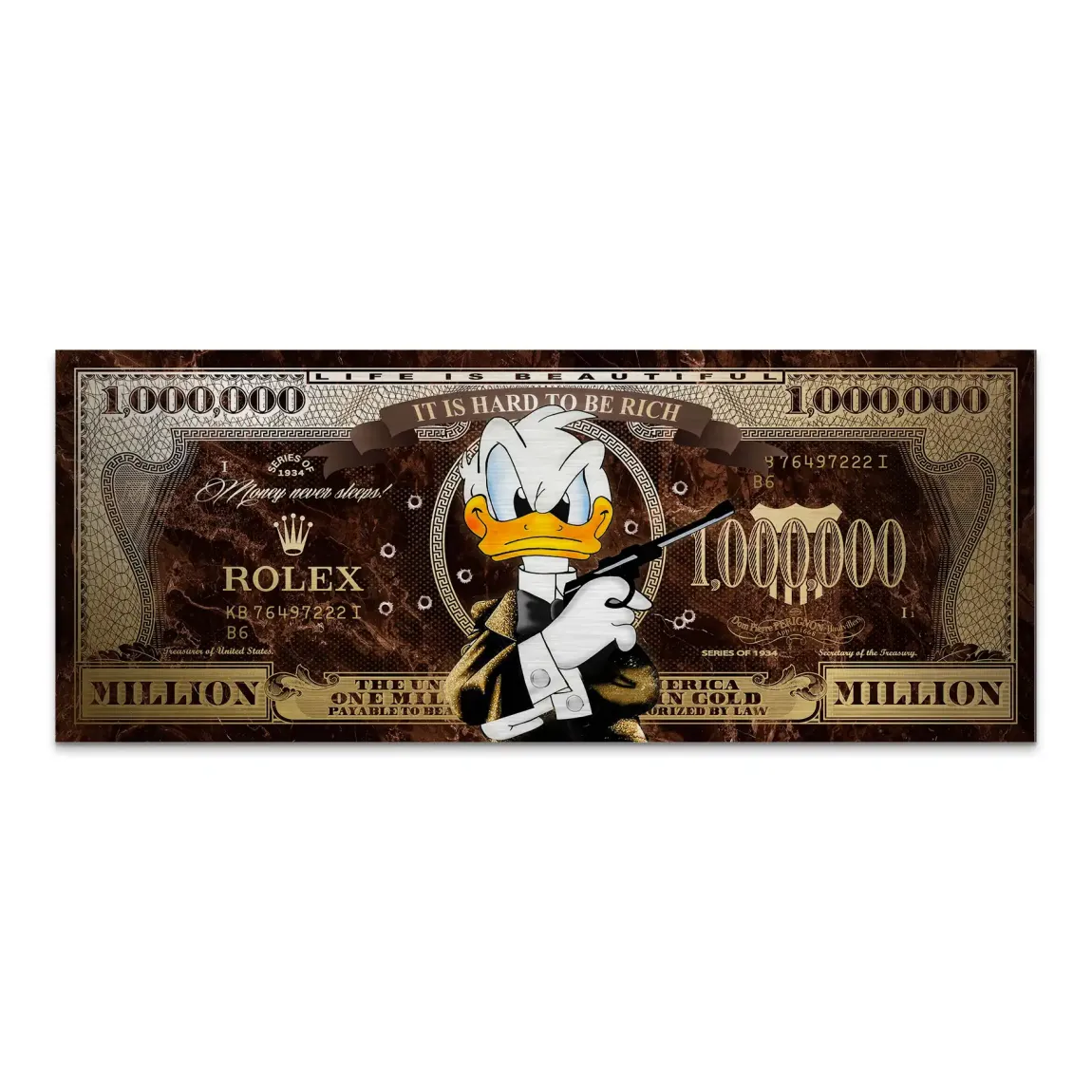 Donald Duck Rich State of Mind Pop Art Alu Gebürstet INGALERIE