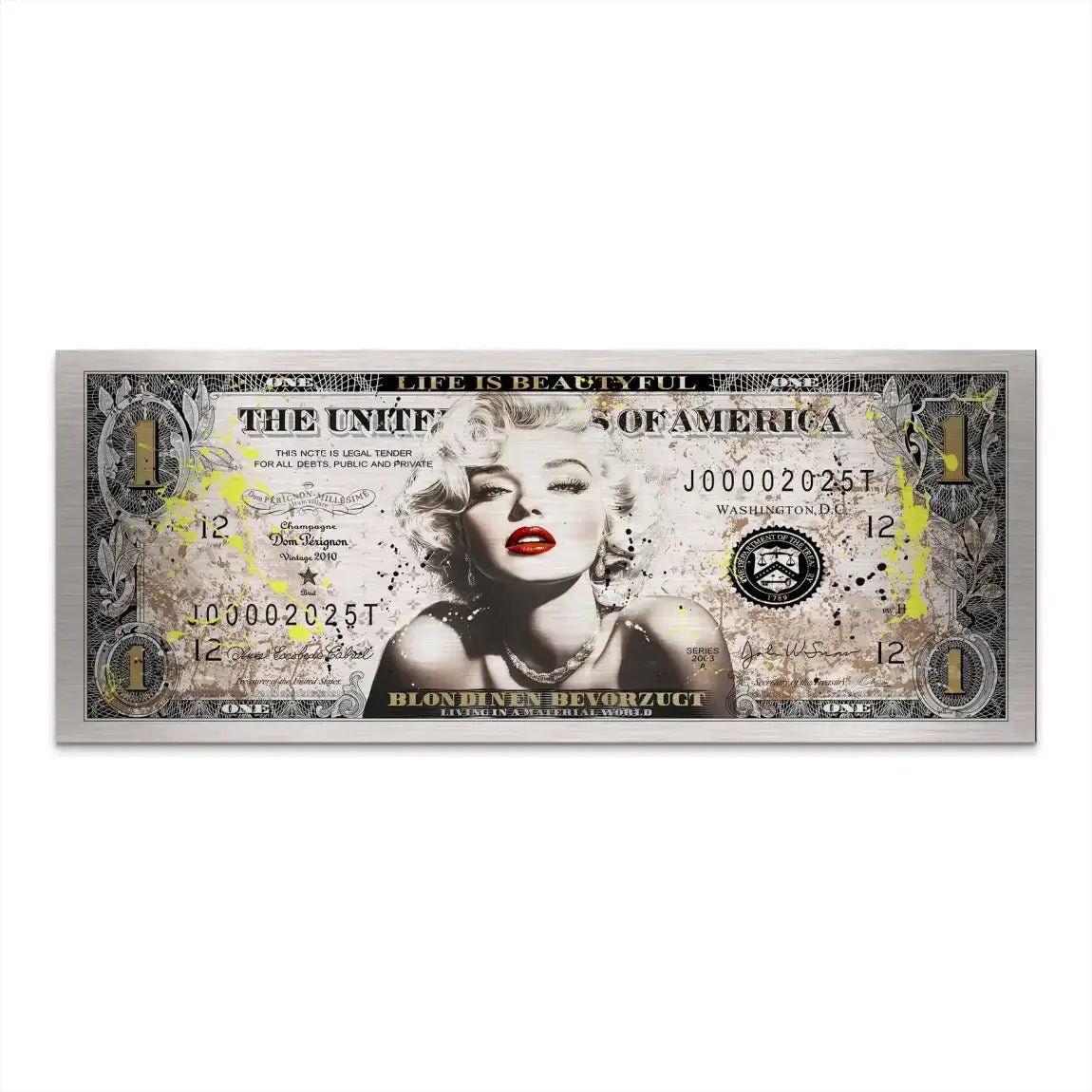 Marilyn Monroe Dollar Alu Dibond Gebürstet INGALERIE