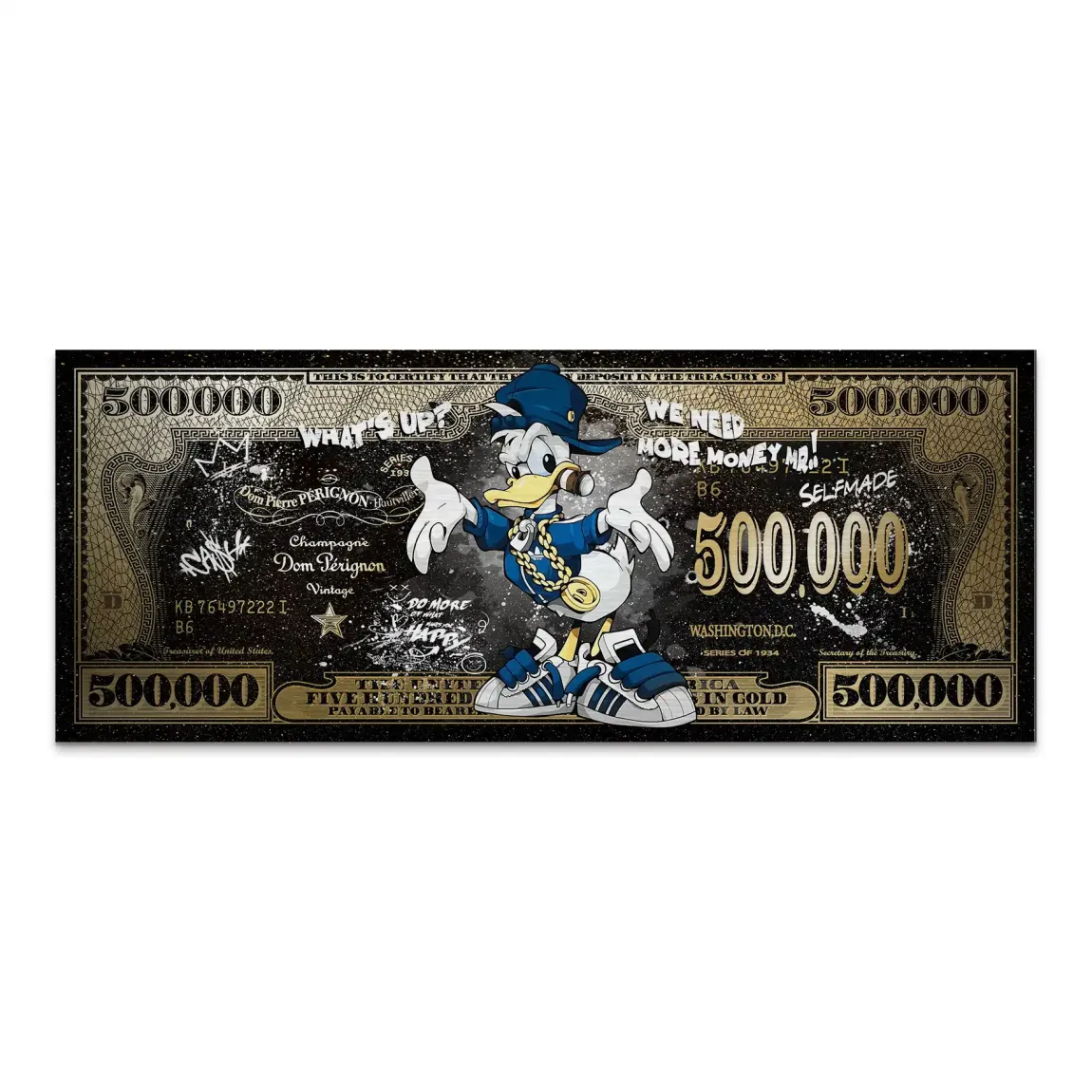 Donald Duck Whats Up Dollar Style Alu Gebürstet Bild INGALERIE