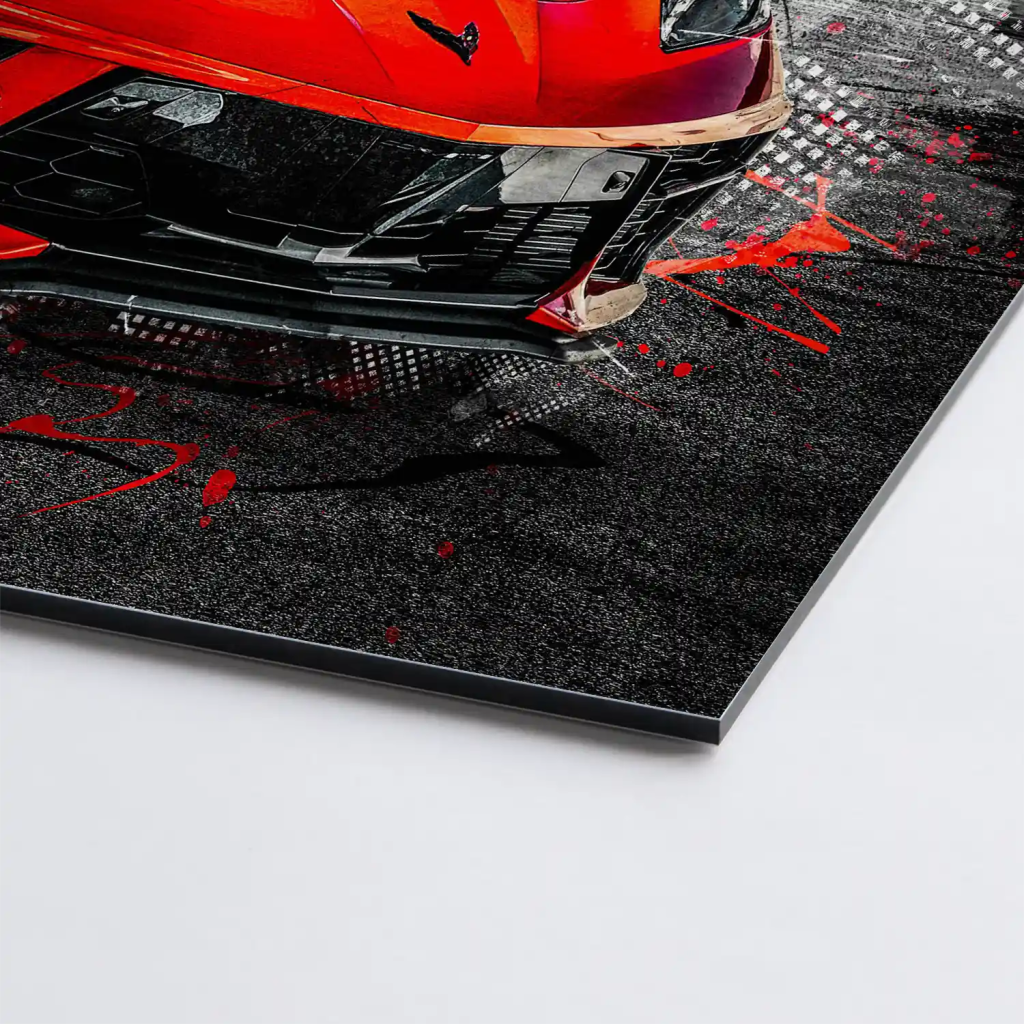 Corvette C8 Abstrakt Rot Alu Gebürstet INGALERIE