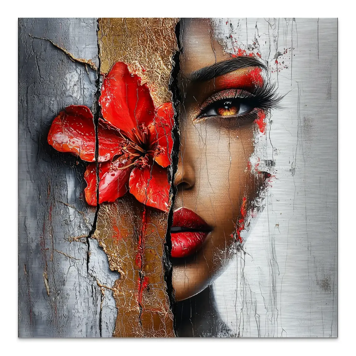 Red Blossom Beauty Alu Gebürstet Bild INGALERIE