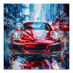 Porsche 911 Abstrakt Rot Alu Gebürstet
