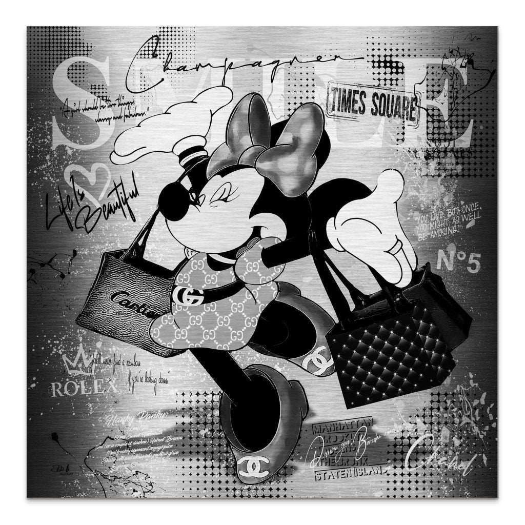 Minnie Smile Black Pop Art Alu Gebürstet INGALERIE