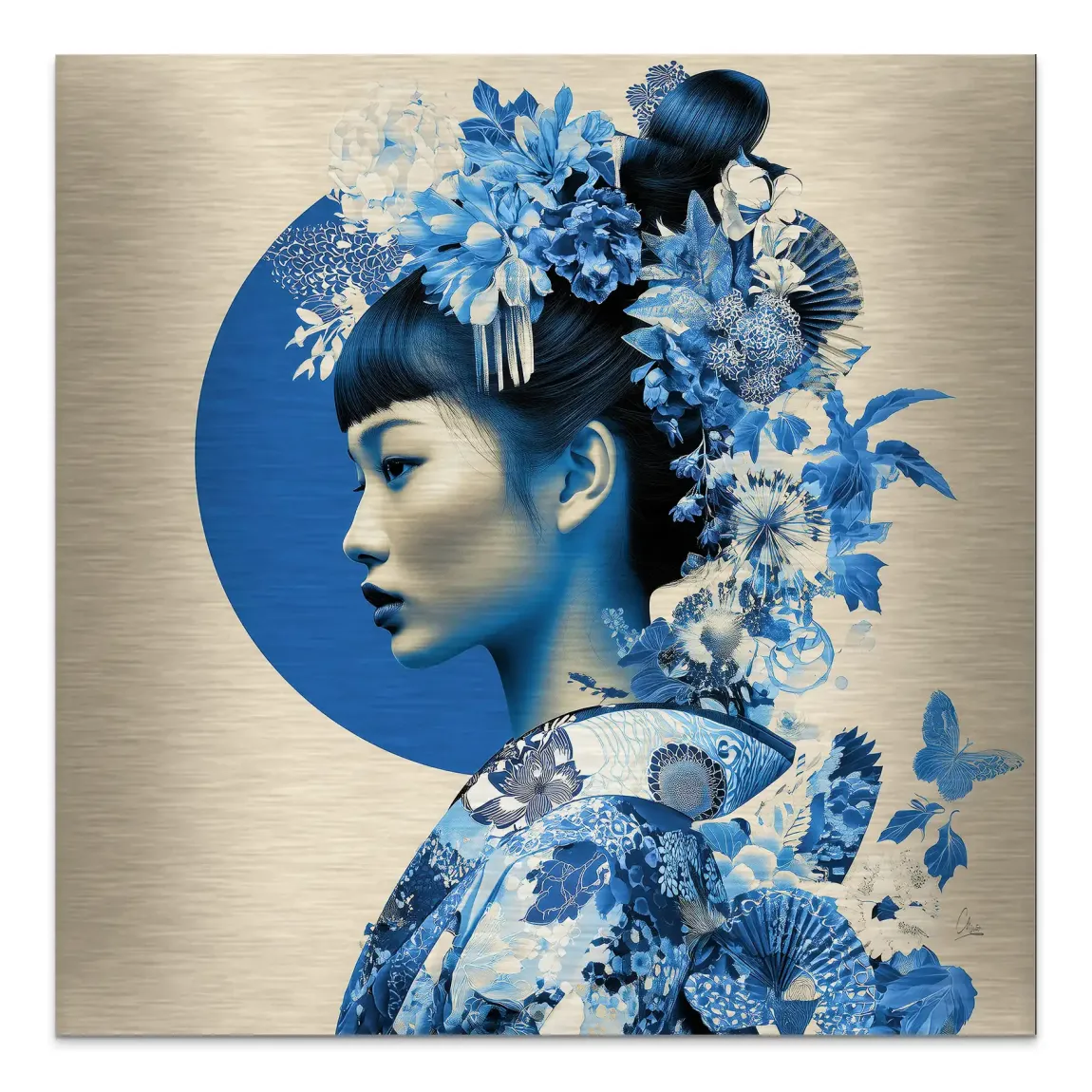 Blue Lotus Geisha Alu Gebürstet Bild