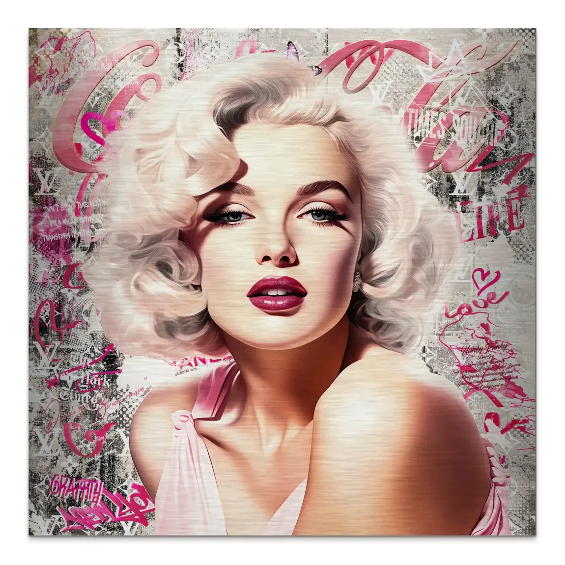 Marilyn Glam in Pink Alu Gebürstet Bild INGALERIE